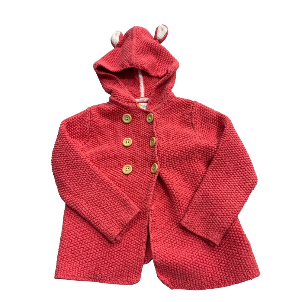 Baby Boden Coral Knit Bear Ear Hooded Cardigan Jacket Kids 3-4Y 104cm